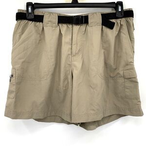 Columbia Men's Shorts Large Beige Cargo Belted Nylon Outdoor Hiking Fishing‎